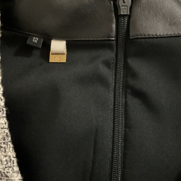 4 Collective Black/White Tweed Dress with Black Leather Piping, Size 12 - Picture 2 of 8